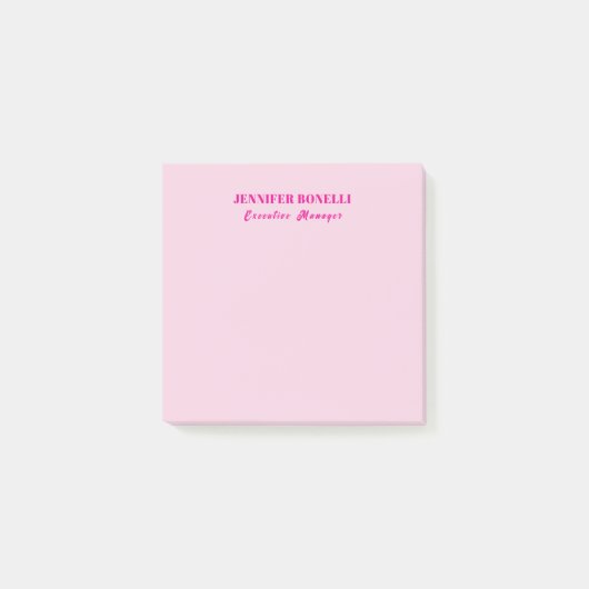 Minimalistische roze trendy gepersonaliseerde naam post-it® notes (Voorkant)