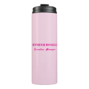 Minimalistische roze trendy gepersonaliseerde naam thermosbeker