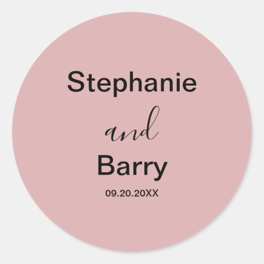 Minimalistische Roze Trouw Ronde Sticker (Voorkant)