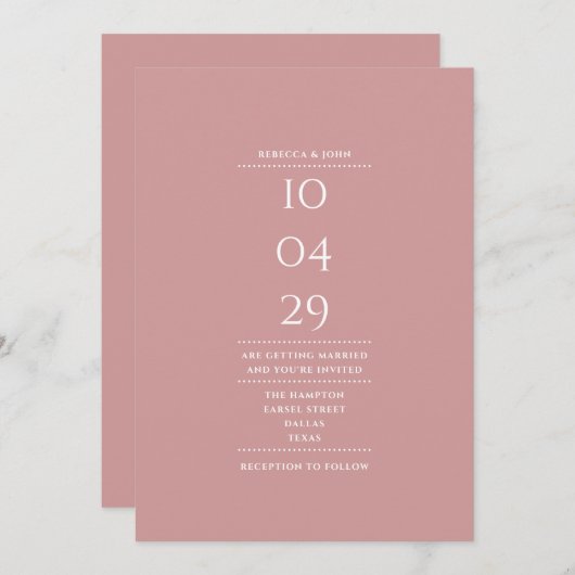 Minimalistische roze trouwdatum QR-code Kaart (Voorkant / Achterkant)