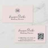 Minimalistische roze trouwscan code visitekaartje (Voorkant / Achterkant)