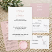 Minimalistische Roze Trouwuitnodiging | QR Code Kaart