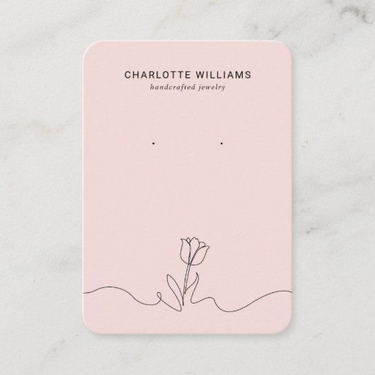 Minimalistische Roze Tulp Sieraden Display Kaart Visitekaartje (Voorkant)
