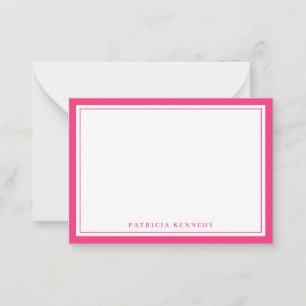 Minimalistische Roze Twee Rand Naam Persoonlijk Notitiekaartje