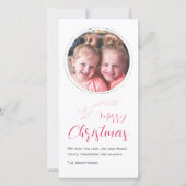 Minimalistische Roze Vallende Ster Eén Foto Feestdagenkaart (Voorkant)