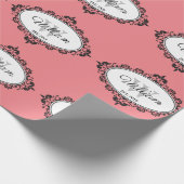 Minimalistische Roze Vintage Damast Monogram Cadeaupapier (Hoek)