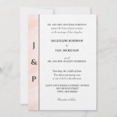 Minimalistische Roze Watercolor Monogram Kaart (Voorkant)