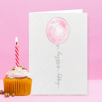 Minimalistische roze Waterverf ballon Happy Birthd