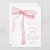 Minimalistische Roze Waterverf Lint Verjaardag Kaart (Voorkant / Achterkant)