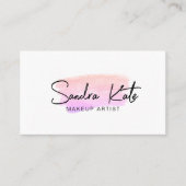 Minimalistische Roze Waterverf QR Code Schoonheid  Visitekaartje (Voorkant)