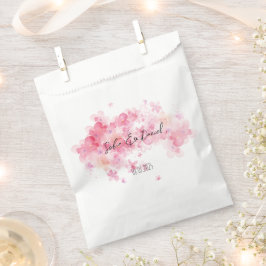 Minimalistische roze wilde bloem bruiloft wit bedankzakje