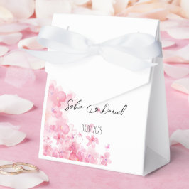 Minimalistische roze wilde bloemen bruiloft wit bedankdoosjes