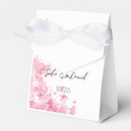 Minimalistische roze wilde bloemen bruiloft wit bedankdoosjes