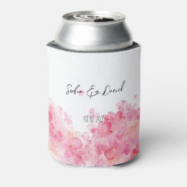 Minimalistische roze wilde bloemen bruiloft wit blikjeskoeler