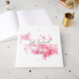 Minimalistische roze wilde bloemen trouw wit gastenboek