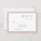 Minimalistische roze witte grijze strepen rsvp kaart (Voorkant)