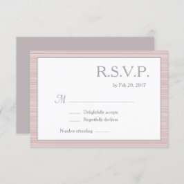 Minimalistische roze witte grijze strepen RSVP Kaart
