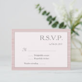 Minimalistische roze witte grijze strepen RSVP Kaart (Staand voorkant)