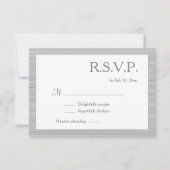 Minimalistische roze witte grijze strepen RSVP Kaart (Voorkant)