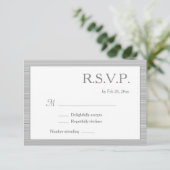 Minimalistische roze witte grijze strepen RSVP Kaart (Staand voorkant)