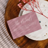 Minimalistische roze witte kalligrafie bruiloft de informatiekaartje