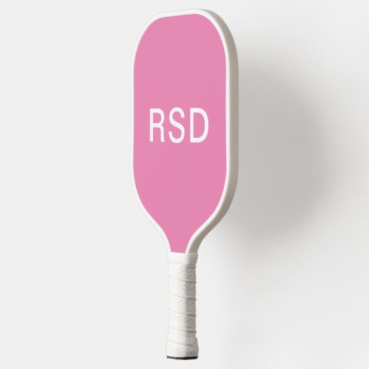 Minimalistische Roze Witte Monogram Initialen Pickleball Paddle (Links)