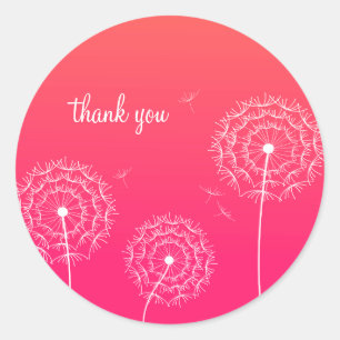 Minimalistische Roze Witte Paardenbloem Bloem Beda Ronde Sticker