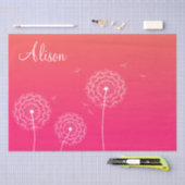 Minimalistische Roze Witte Paardenbloem Naam Mooie Tissuepapier (Craft)