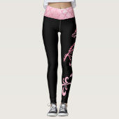 Minimalistische roze zwarte iriserende schalen Dra Leggings (Voorkant)