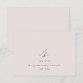 Minimalistische Roze Zwarte Trouw Dankkaart Kaart