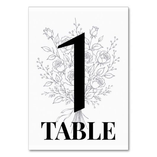 Minimalistische Rozen Huwelijk Tafel Nummers Kaart (Voorkant)