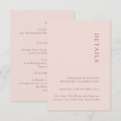 Minimalistische rozen huwelijksdetails bijgevoegde kaart (Voorkant / Achterkant)