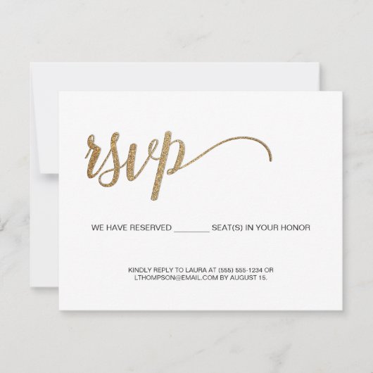Minimalistische RSVP Gouden Invulbare Gereserveerd Kaartje (Voorkant)