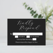 Minimalistische RSVP-Kaart voor zwarte bruiloft Bedankkaart (Staand voorkant)