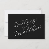 Minimalistische RSVP-Kaart voor zwarte bruiloft Bedankkaart (Achterkant)