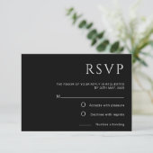 Minimalistische RSVP-Kaart voor zwarte bruiloft RSVP Kaartje (Staand voorkant)