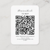 Minimalistische RSVP met QR-code-script Informatiekaartje (Voorkant)