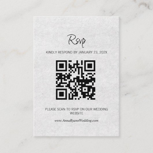 Minimalistische RSVP QR Code Trouwkaart Informatiekaartje (Voorkant)