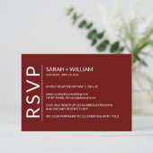 Minimalistische Ruby Red Moderne RSVP-kaart RSVP Kaartje (Staand voorkant)