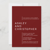 Minimalistische Ruby Rode Geïsoleerde Namen Bruilo Kaart (Voorkant)