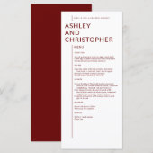 Minimalistische Ruby Rode Geïsoleerde Namen Bruilo Menu (Voorkant / Achterkant)