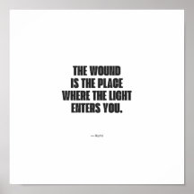 Minimalistische Rumi-quoteposter - De wond is de p
