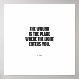 Minimalistische Rumi-quoteposter - De wond is de p Poster