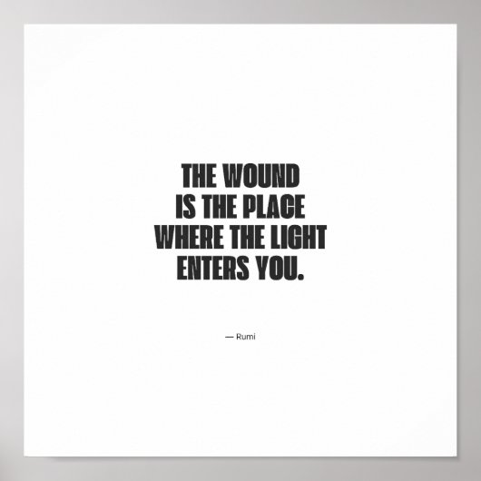 Minimalistische Rumi-quoteposter - De wond is de p Poster (Voorkant)