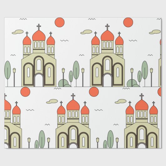 Minimalistische Russisch-Orthodoxe Kerk Cadeaupapier (Vlak)