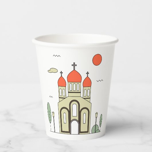 Minimalistische Russisch-Orthodoxe Kerk Papieren Bekers (Voorkant)