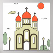 Minimalistische Russisch-Orthodoxe Kerk Poster (Voorkant)