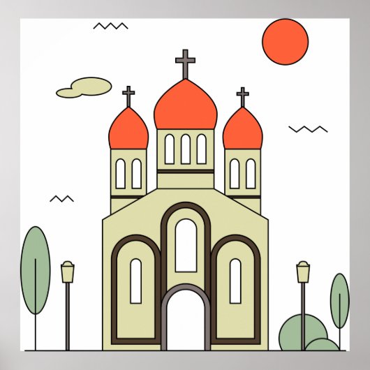 Minimalistische Russisch-Orthodoxe Kerk Poster (Voorkant)