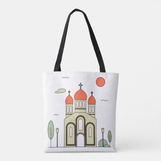 Minimalistische Russisch-Orthodoxe Kerk Tote Bag (Achterkant)
