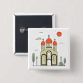 Minimalistische Russisch-Orthodoxe Kerk Vierkante Button 5,1 Cm (Voorkant /achterkant)